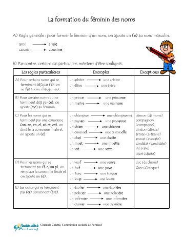 La formation du féminin des noms