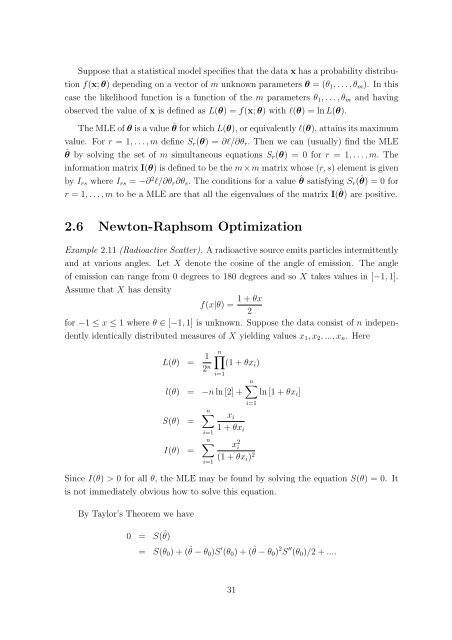 Student Notes To Accompany MS4214: STATISTICAL INFERENCE