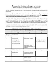 Progression des apprentissages en français