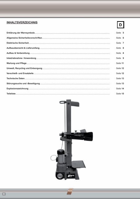 Benutzerhandbuch HOLZSPALTER