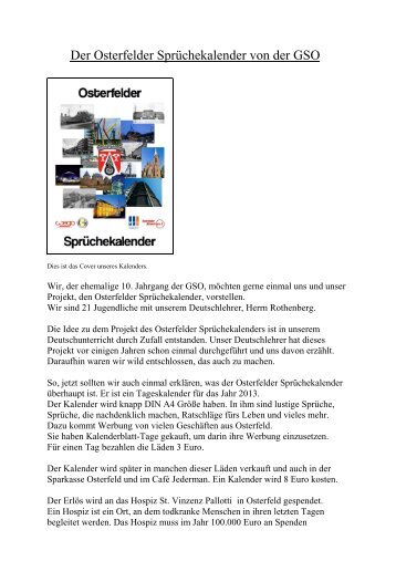 Der Osterfelder Sprüchekalender - Gesamtschule Osterfeld