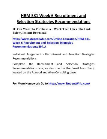 HRM 531 Week 3 Compensation and Benefits Strategies Recommendations