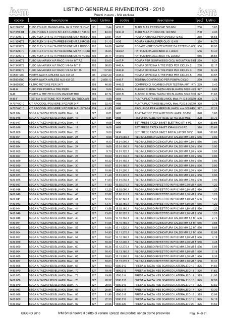 listino GENERALE 2010