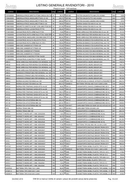 listino GENERALE 2010