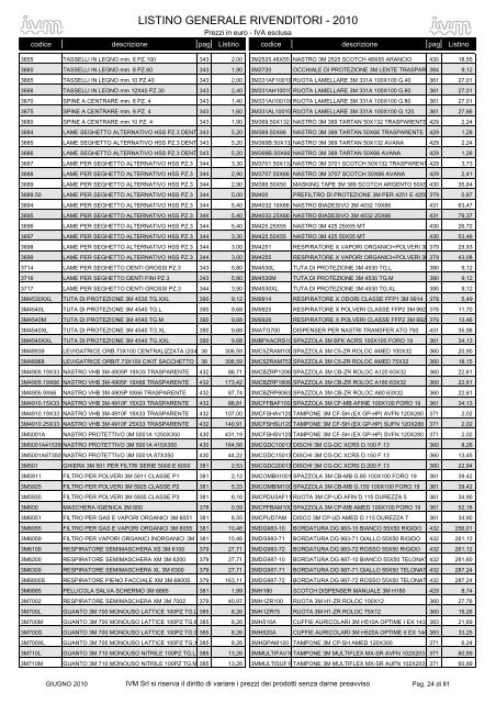 listino GENERALE 2010