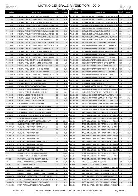 listino GENERALE 2010