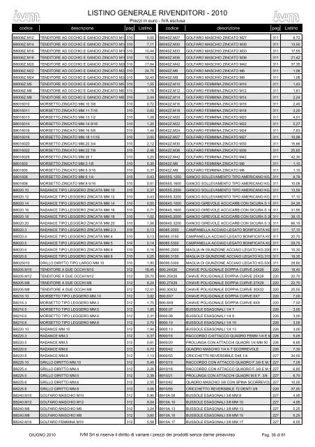 listino GENERALE 2010