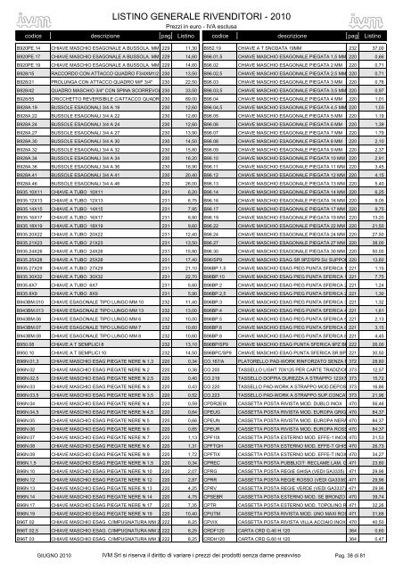 listino GENERALE 2010