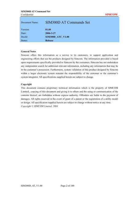 SIM300D AT Command Set - Distributed Systems and Networking