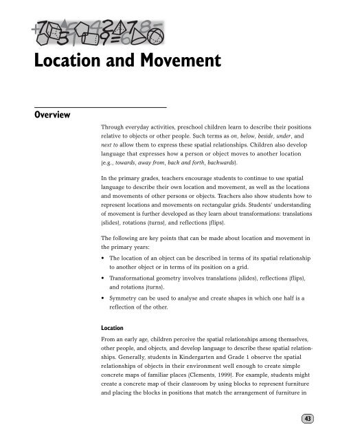 Kindergarten to Grade 3 Geometry and Spatial Sense