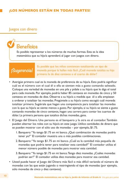 Haciendo matemáticas con su hijo/a