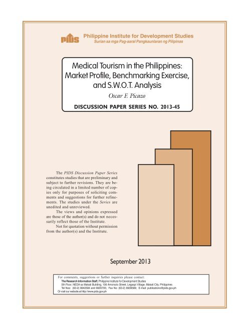 Medical Tourism in the Philippines - Philippine Institute for ...