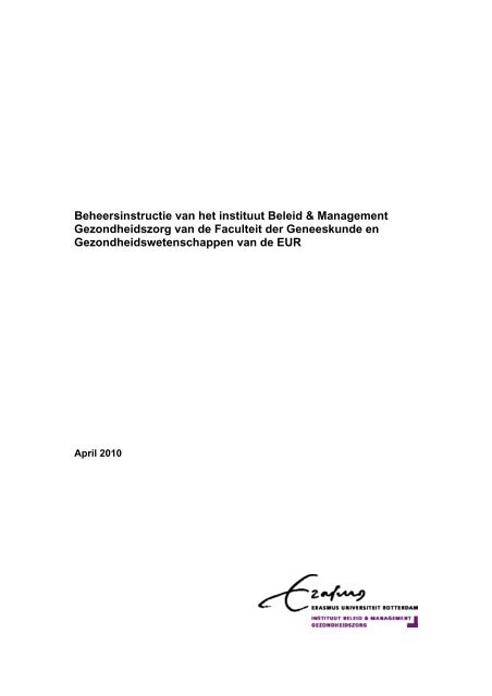 Beheersinstructie - instituut Beleid & Management Gezondheidszorg