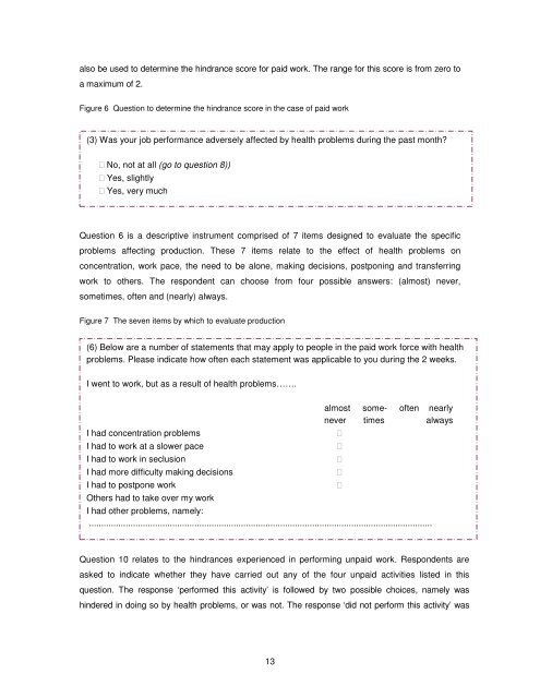 Manual Short Form- Health and Labour Questionnaire (SF-HLQ)