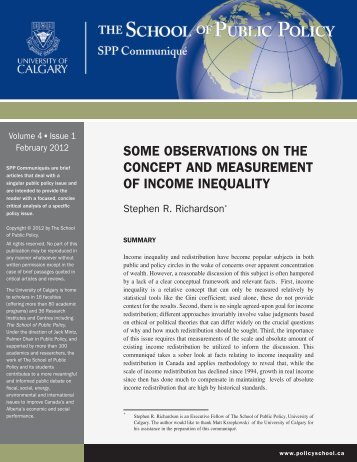 SOME OBSERVATIONS ON THE CONCEPT AND MEASUREMENT OF INCOME INEQUALITY