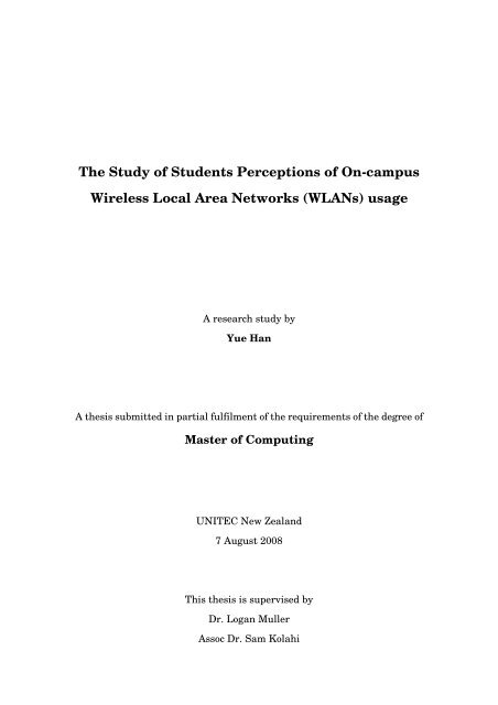 The Study of Students Perceptions of On-campus  ... - Research Bank