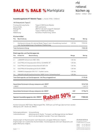 Detailbeschrieb (pdf) - rfd rational küchen ag