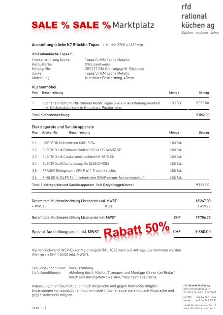 Detailbeschrieb (pdf) - rfd rational küchen ag