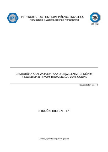 STATISTIÄKA ANALIZA PODATAKA O OBAVLJENIM ... - IPI