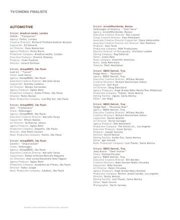 TV/CINEMA FINALISTS AUTOMOTIVE - London International Awards