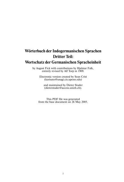 Wortschatz der Germanischen Spracheinheit - Lexicon ...