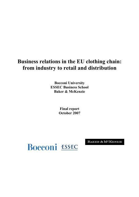 Enterprises - Study &quot;Business relations in the EU clothing chain ...