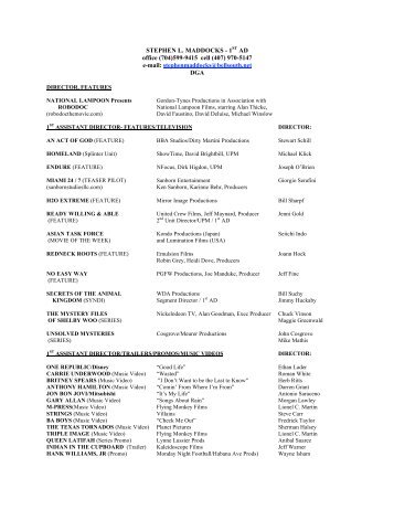 SLM Resume 2011 - Metro Orlando Film & Entertainment Commission