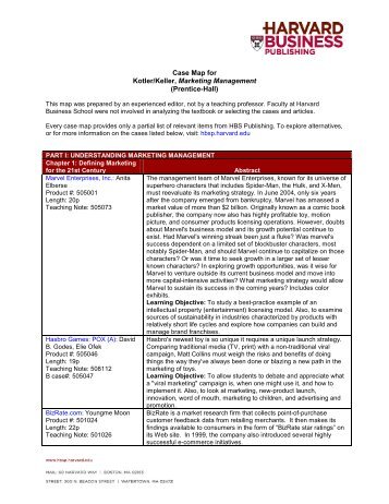 Case Map for Kotler/Keller, Marketing Management (Prentice-Hall)