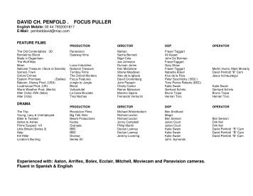 DAVID CH. PENFOLD . FOCUS PULLER - Wizzo & Co