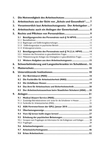 1. Die Notwendigkeit des Arbeitsschutzes - GEW Landesverband ...