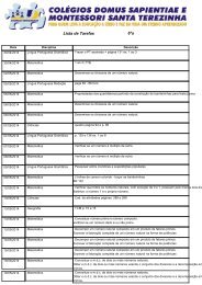 Lista de Tarefas 6ºa - Colégio Domus Sapientiae