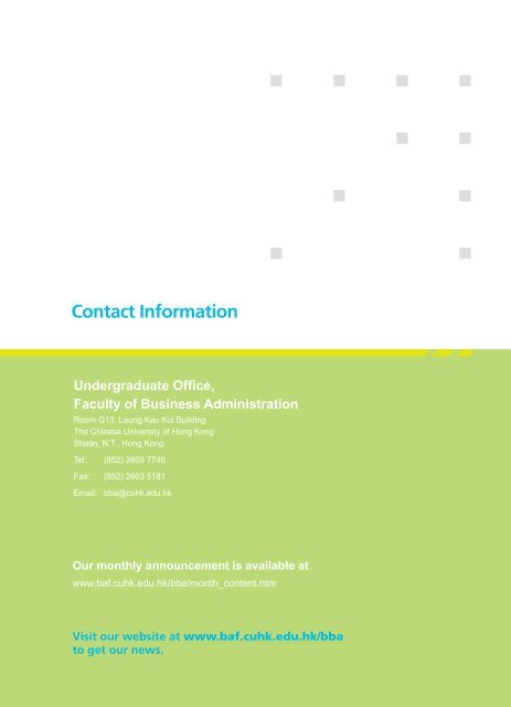 Faculty of Business Administration - The Chinese University of Hong ...