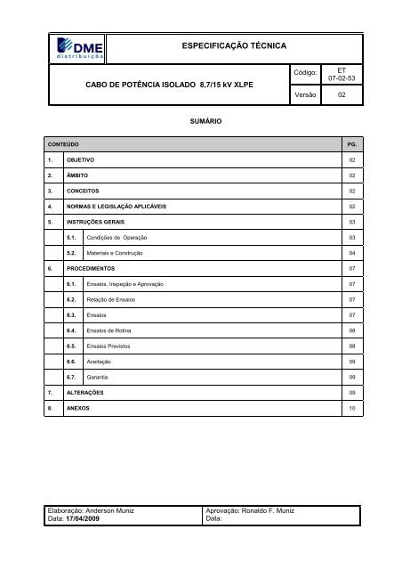 ABNT NBR 9375 NBR9375 Cabos de potência com isolação sólida