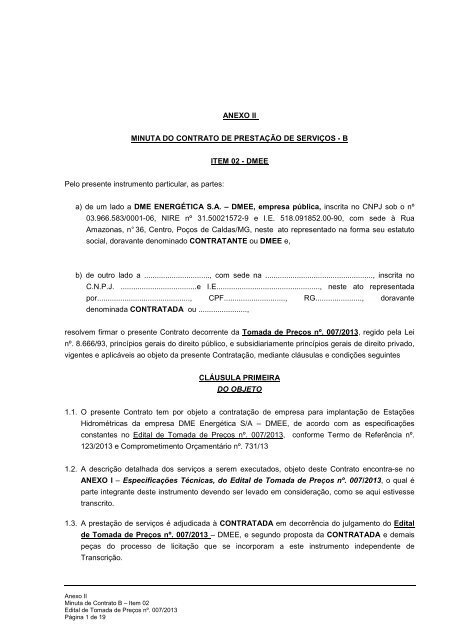 ANEXO II - Minuta de contrato DMEE - ITEM 02 - DME DistribuiÃ§Ã£o ...