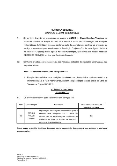 ANEXO II - Minuta de contrato DMEE - ITEM 02 - DME DistribuiÃ§Ã£o ...