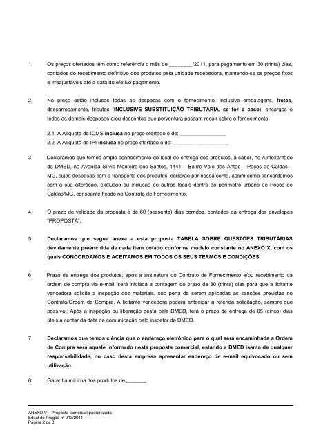 ANEXO V - Proposta Comercial padronizada - DME DistribuiÃ§Ã£o ...