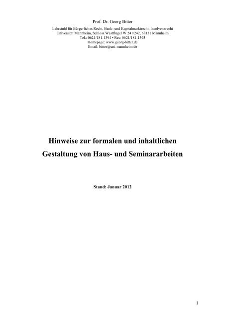 Hinweise zur formalen und inhaltlichen Gestaltung von Haus- und ...