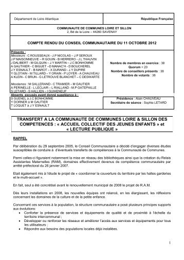 Compte rendu - CommunautÃ© de Communes Loire et Sillon