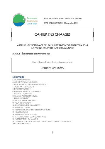 CAHIER DES CHARGES