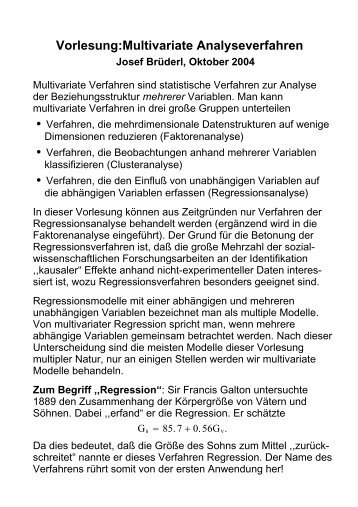 Vorlesung:Multivariate Analyseverfahren