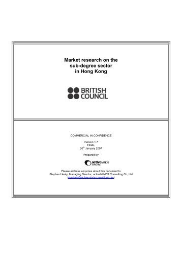 Market research on the sub-degree sector in Hong Kong