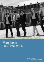 Mannheim Full-Time MBA Brochure - Mannheim MBA