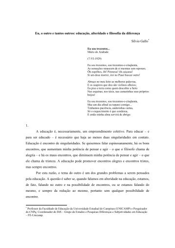 Eu, o outro e tantos outros: educação, alteridade e ... - Grupodec.net.br