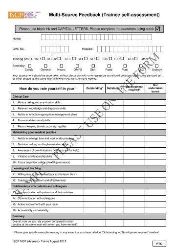 Multi-Source Feedback (Trainee self-assessment) - ISCP