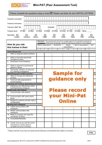 Mini-PAT (Peer Assessment Tool) - ISCP