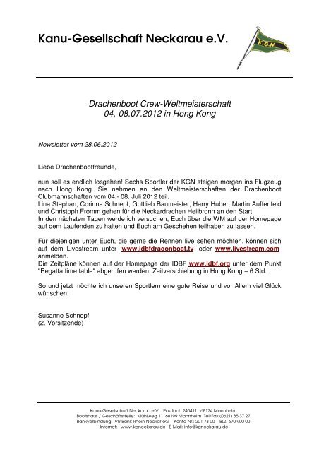 Drachenboot Crew-Weltmeisterschaft 04.-08.07.2012 in Hong Kong