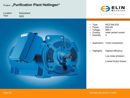 Selected Applications Including - ELIN Motoren GmbH