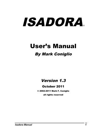 Isadora Manual v1.3 - TroikaTronix