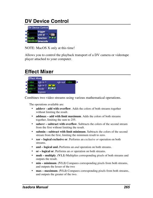 Isadora Manual v1.3 - TroikaTronix