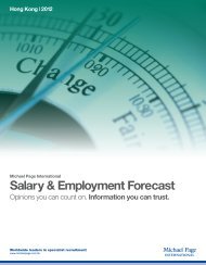 Salary & Employment Forecast - Michael Page Hong Kong